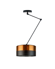 Czarna lampa sufitowa LED na wysięgniku ruchomym nad stół NEWA GLAM czarno-miedziana