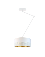 Biała lampa sufitowa na wysięgniku NEWA GLAM w stylu glamour
