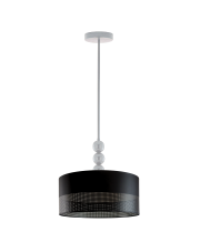 Srebrna lampa sufitowa z czarnym abażurem do salonu SALAMANCA GLAM
