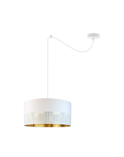 Biała lampa wisząca pająk glamour WAIKIKI W1 GLAM z abażurem ze złotym wnętrzem