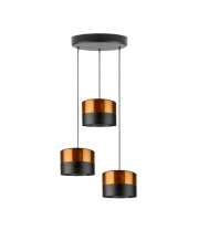 Lampa wisząca 3-płomienna w kolorze czarno-miedzianym PUEBLO GLAM