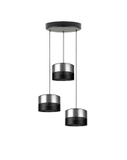Srebrna lampa wisząca 3-punktowa do salonu w stylu glamour PUEBLO GLAM
