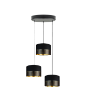 Designerska lampa wisząca do salonu z czarnymi abażurami ze złotym wnętrzemPUEBLO GLAM