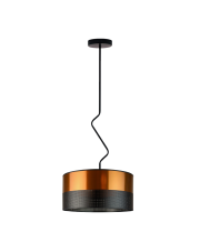 Nowoczesna lampa sufitowa do sypialni z abażurem LOZANNA GLAM fi - 40 cm czarno-miedziana