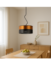 Nowoczesna lampa sufitowa do sypialni z abażurem LOZANNA GLAM fi - 40 cm czarno-miedziana