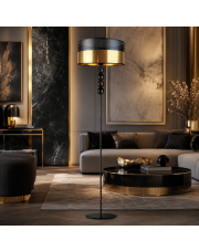 Nowoczesna lampa podłogowa do salonu BERMUDY GLAM w czarno-złotej kolorystyce