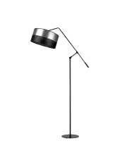 Lampa podłogowa z regulowanym ramieniem do salonu LIBERIA GLAM w czarno-srebrnej kolorystyce