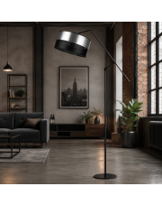 Lampa podłogowa z regulowanym ramieniem do salonu LIBERIA GLAM w czarno-srebrnej kolorystyce