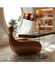Designerska lampa podłogowa na wysięgniku ruchomym do gabinetu LIBERIA GLAM