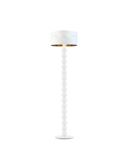 Biała lampa stojąca ze złotym abażurem w stylu glamour GIZA GLAM