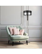 Nowoczesna lampa stojąca czarno-srebrna do salonu BERMUDY GLAM 
