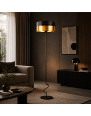Czarna lampa podłogowa ze złotym kloszem JERSEY GLAM w stylu glamour