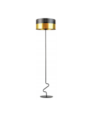 Czarna lampa podłogowa ze złotym kloszem JERSEY GLAM w stylu glamour