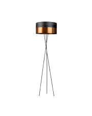 Lampa stojąca na trójnogu do salonu w stylu glamour PARYŻ GLAM czarno-miedziana