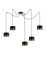 5-punktowa lampa wisząca pająk WAIKIKI W5 GLAM czarno-złote klosze