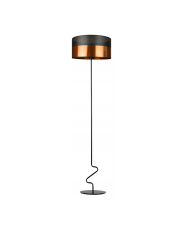 Czarna lampa podłogowa z miedzianym kloszem JERSEY GLAM w stylu glamour