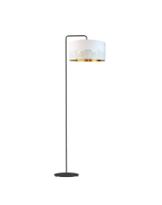 Biała lampa podłogowa do salonu BOLIVIA GLAM z włącznikiem nożnym
