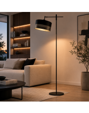 Designerska lampa podłogowa z regulowanym ramieniem MELTON GLAM do czytania w salonie