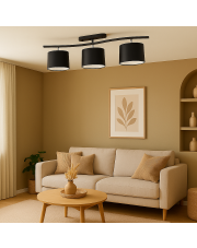 Czarna lampa sufitowa 3-punktowa z regulacją kloszy CARTAGENA