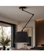 Regulowana lampa sufitowa z długim ramieniem JUMA VELUR w klasycznej czerni