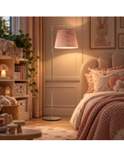 Elegancka lampa podłogowa z abażurem RIJAD VELUR w chromowanym wykończeniu