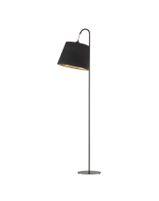 Czarna lampa podłogowa TALLIN VELUR z abażurem ze złotym wnętrzem