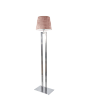 Srebrna lampa podłogowa do salonu VEGAS VELUR z abażurem