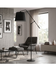 Czarna lampa stojąca z regulowanym ramieniem do salonu FOYA VELUR