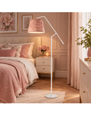 Biała lampa podłogowa FOYA VELUR z regulowanym kloszem