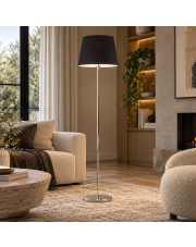 Nowoczesna lampa stojąca do salonu VASTO VELUR na okrągłej, złotej podstawie