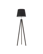 Czarna lampa stojąca do salonu ARUBA VELUR na drewnianej podstawie
