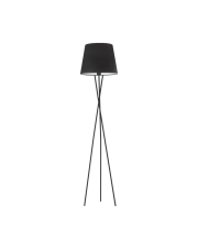 Metalowa lampa podłogowa na trójnogu TOKIO VELUR z abażurem ze złotym wnętrzem