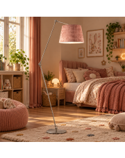 Regulowana lampa stojąca do pokoju dziecka MANILA VELUR z różowym abażurem