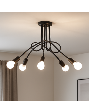 Czarna 5 punktowa lampa sufitowa do salonu ETICA 5