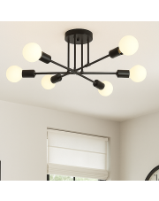 Geometryczna czarna lampa sufitowa 6 punktowa TORI