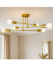 Złota lampa sufitowa do salonu TORI z 6 źródłami światła
