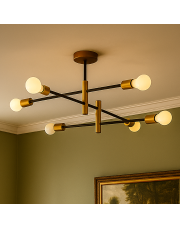 Złota lampa sufitowa do salonu w stylu glamour FLOKI 6 punktowa E27