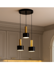 Regulowana lampa wisząca ARTE 3 punktowa czarna LED
