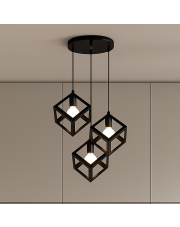 Czarna lampa wisząca 3 punktowa do kuchni DEVON z regulowanymi kloszami