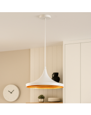 Metalowa lampa wisząca regulowana biała FIGARO ze złotymi elementami