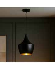 Metalowa lampa wisząca do salonu LED LOLLIPOP czarna ze złotym wnętrzem