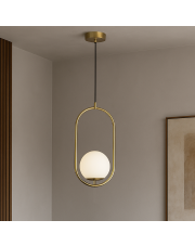 Złota lampa wisząca z kulistym szklanym kloszem OMEGA w stylu glamour