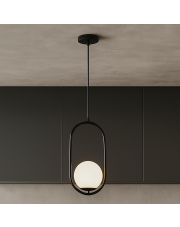 Designerska lampa wisząca OMEGA z mlecznobiałym kloszem ze szkła
