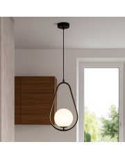Nowoczesna czarna lampa wisząca w kształcie łezki MARGO ze szklanym kloszem