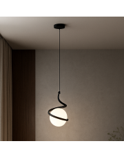 Pojedyncza lampa wisząca TWINGO z falowanym czarnym stelażem