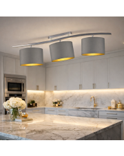 Srebrna listwa sufitowa w stylu skandynawskim CARTAGENA GOLD z 3 regulowanymi abażurami