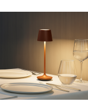 Designerska lampa stołowa LED bezprzewodowa do restauracji LUNA MICRO corten - efekt rdzy 6 sztuk/komplet