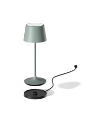 Restauracyjna lampka przenośna LED LUNA 300 w kolorze zielono-szarym matowym 6 sztuk/komplet