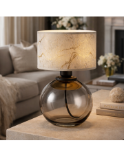 Lampa stołowa glamour szklana LUTON MARMUR z białym abażurem imitującym marmur