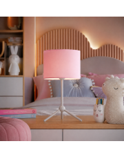 Lampka nocna na 3 nóżkach do pokoju dziewczynki ASPEN z różowym kloszem